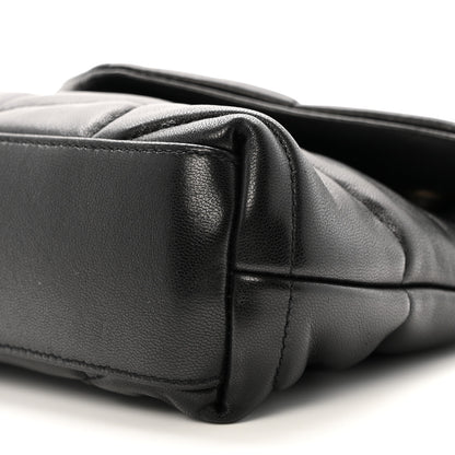 Saint Laurent Lambskin Quilted Toy Loulou Puffer Monogram Chain Satchel Black 11 of 12