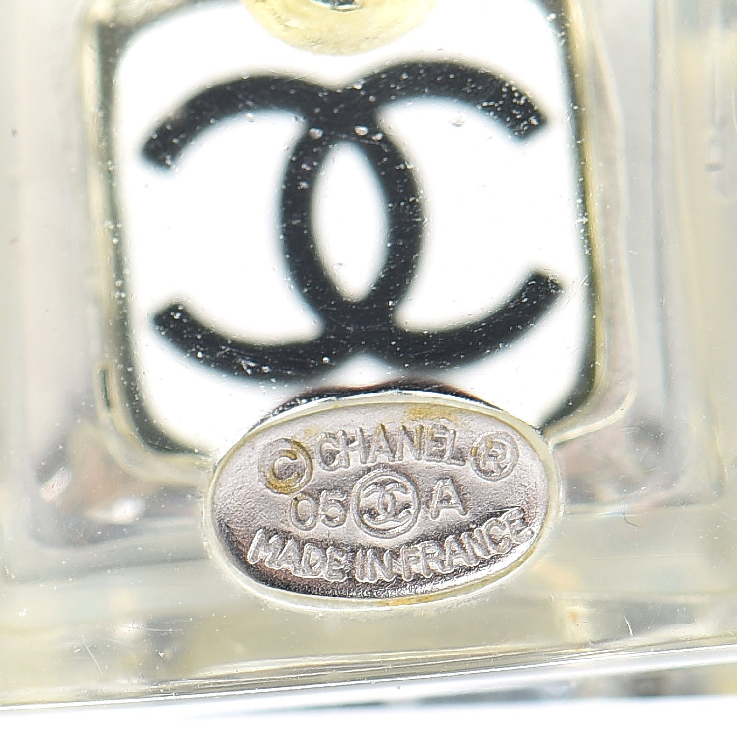 Chanel Resin CC Square Earrings Silver Black 4 of 5