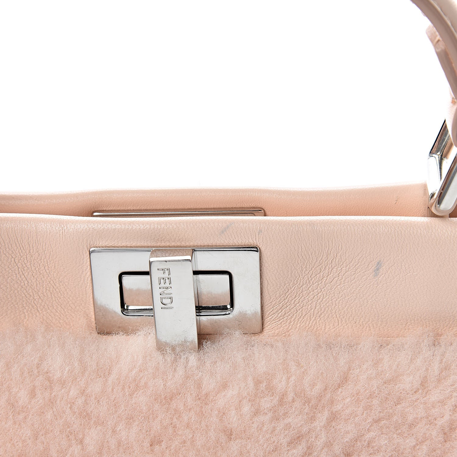 Fendi Shearling Shiny Nappa Mini Peekaboo Iconic Satchel Light Rose 13 of 15