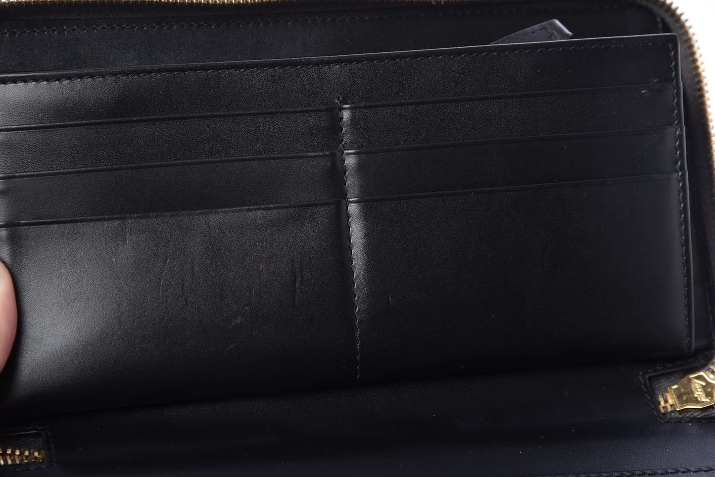 Calfskin Large Vertical Zip Around Wallet Brown