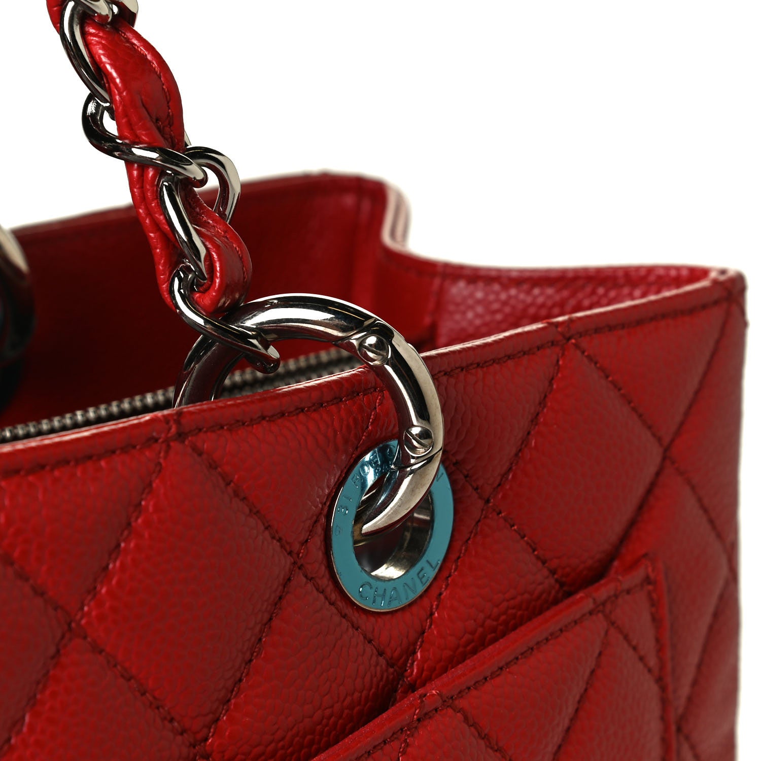 Chanel Caviar Quilted Grand Shopping Tote GST Red 8 of 13