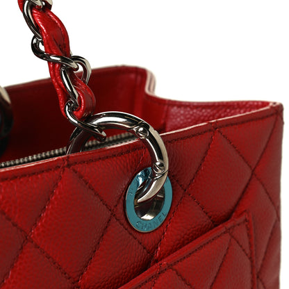Chanel Caviar Quilted Grand Shopping Tote GST Red 8 of 13