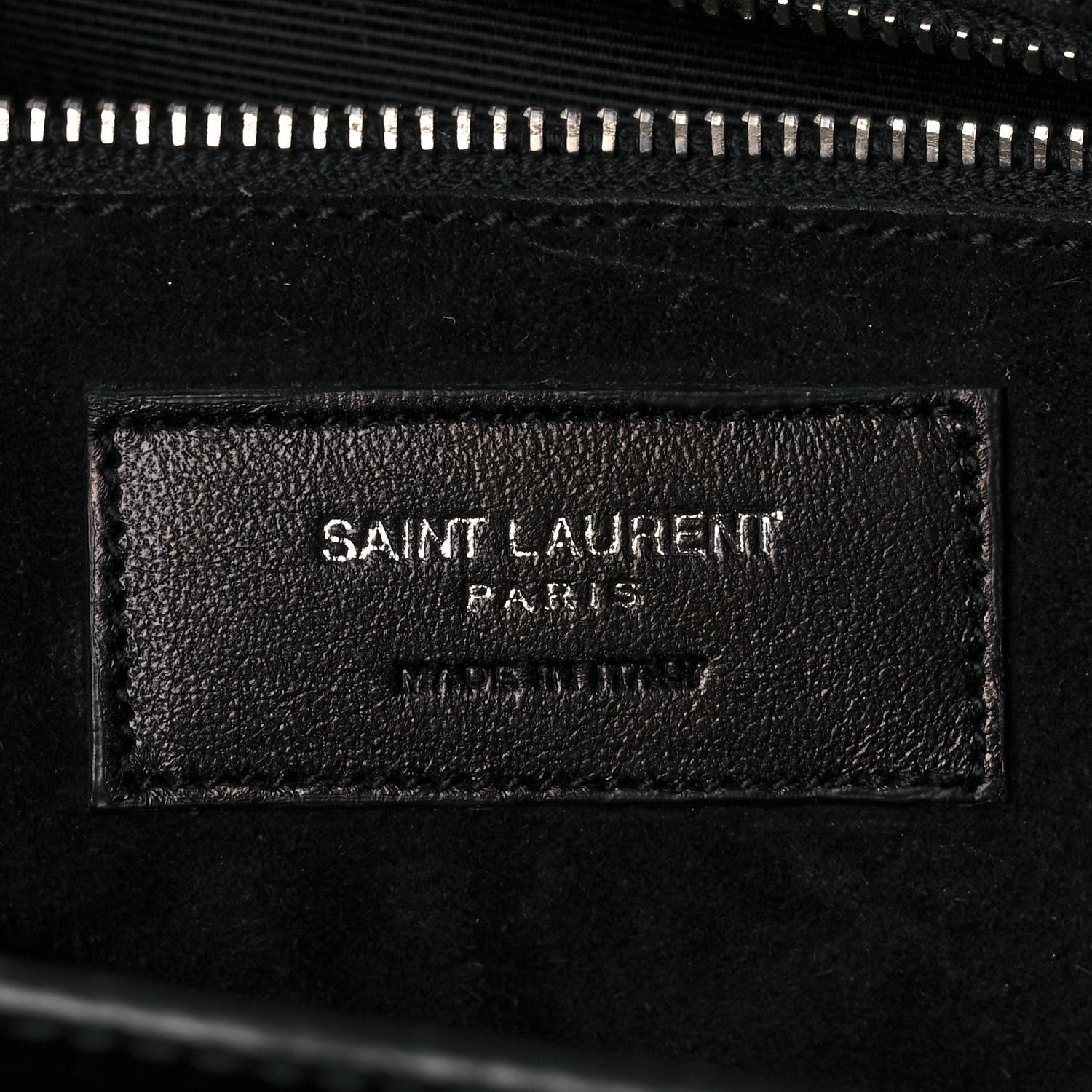 Saint Laurent Calfskin Crocodile Embossed Medium Trois Class Tote Black 6 of 17