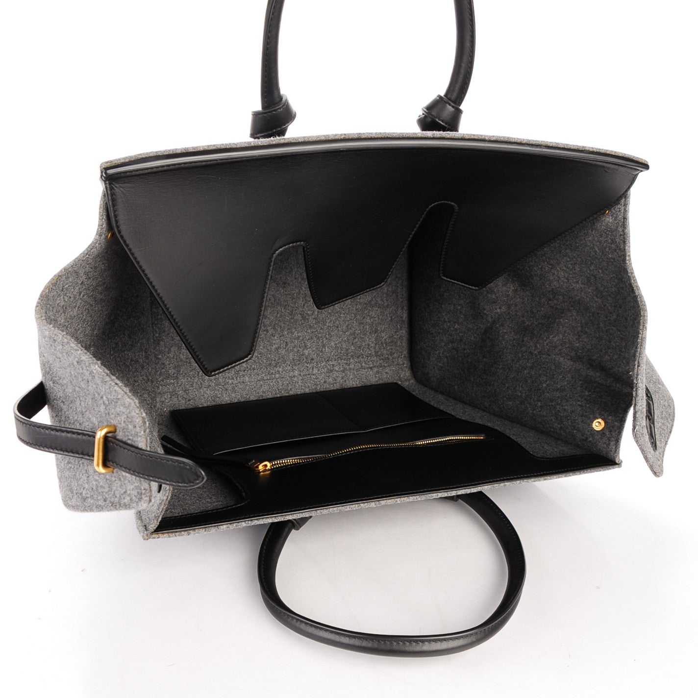 Celine Felt Calfskin Medium Tie Knot Tote Grey Black 5 of 8