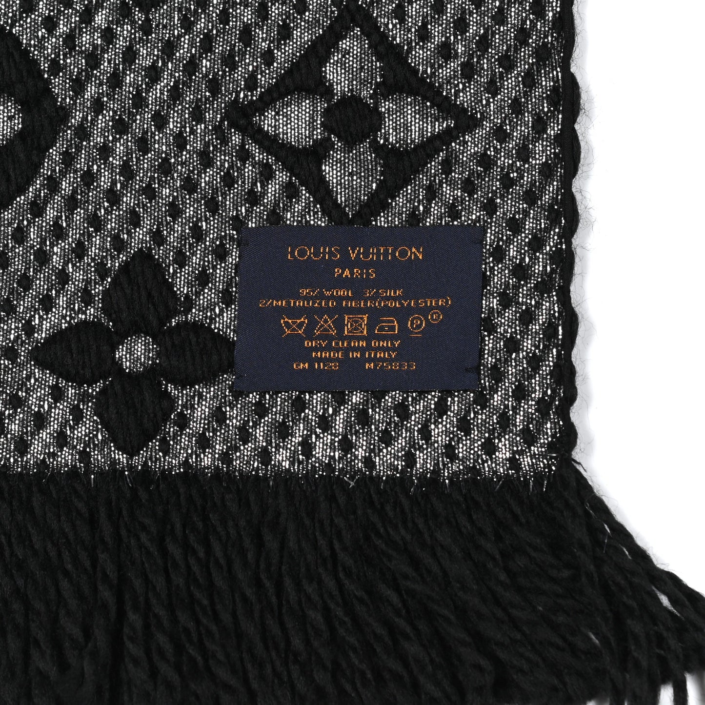 Wool Silk Logomania Shine Scarf Black