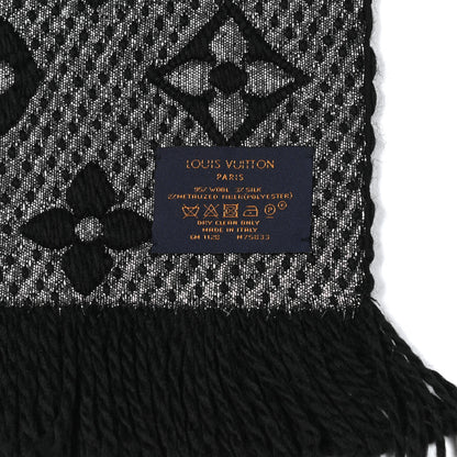 Louis Vuitton Wool Silk Logomania Shine Scarf Black 4 of 4