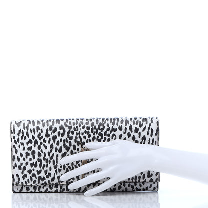Saint Laurent Calfskin Monogram Printed Leopard Cassandre Clutch Black White 2 of 9