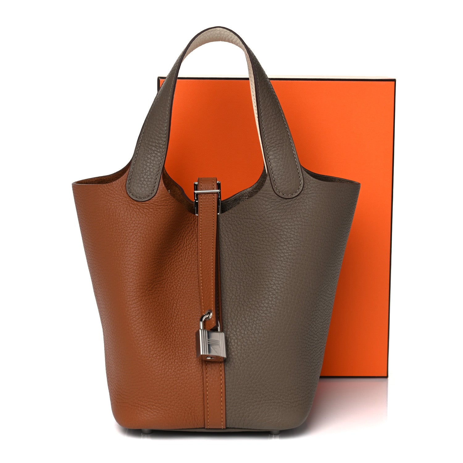 Hermes Taurillon Clemence Casaque Picotin 18 PM Gold Etain Nata 9 of 9