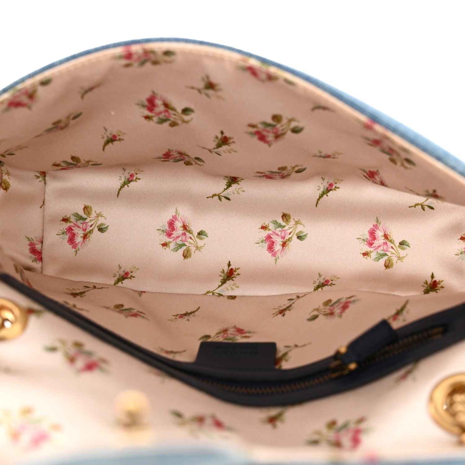 Gucci Denim Matelasse Small Pearly GG Marmont Shoulder Bag Blue 5 of 10