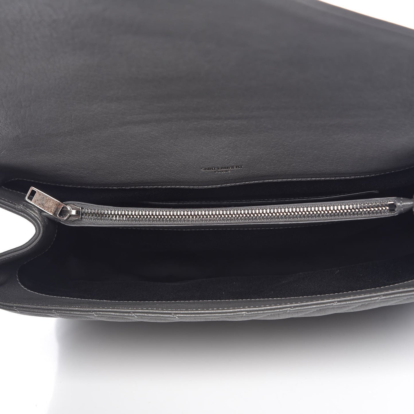 Sheepskin Matelasse Chevron Monogram Large College Satchel Dark Anthracite