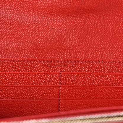 Saint Laurent Grain De Poudre Matelasse Chevron Monogram Flap Wallet Red 7 of 15