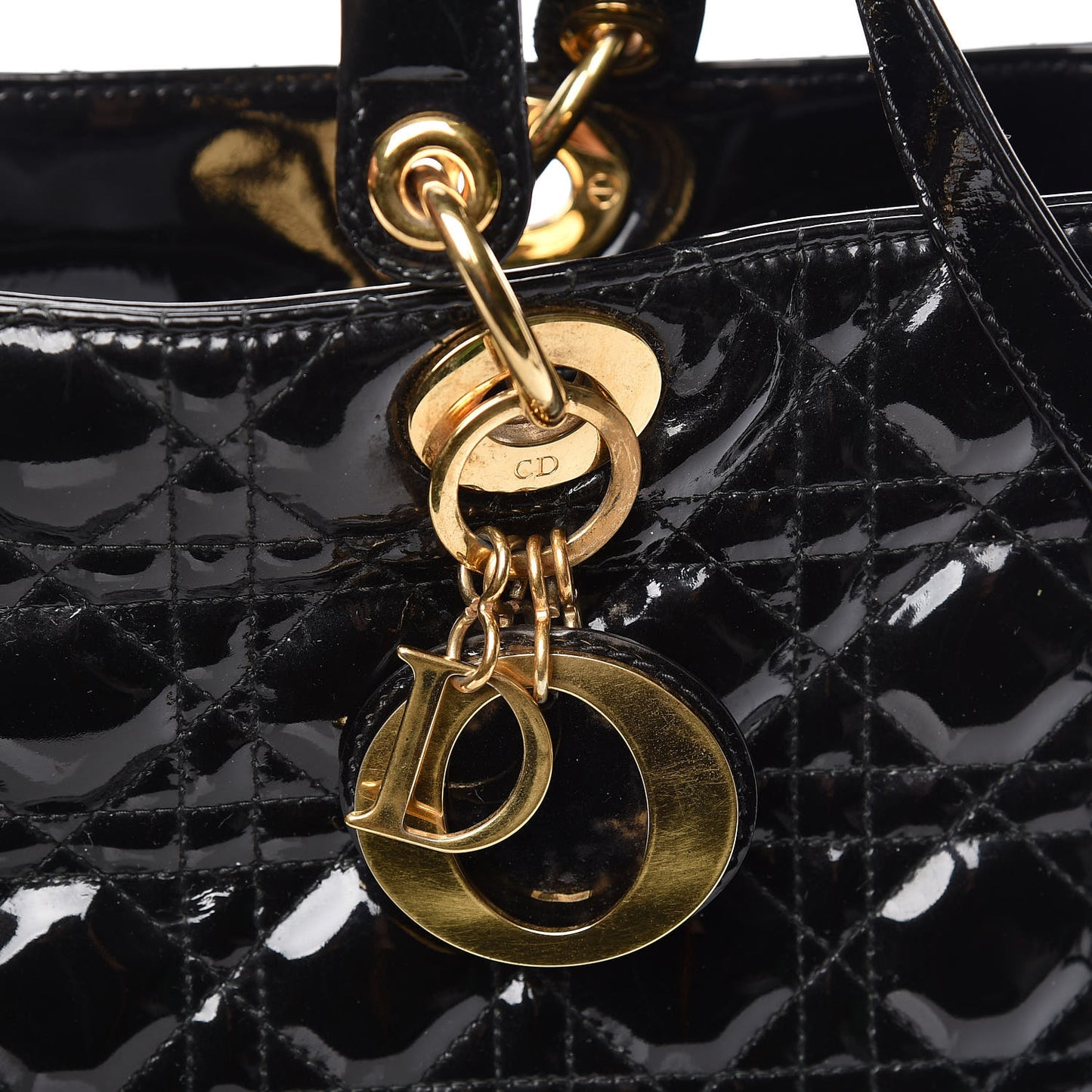 Patent Cannage Large Lady Dior Black