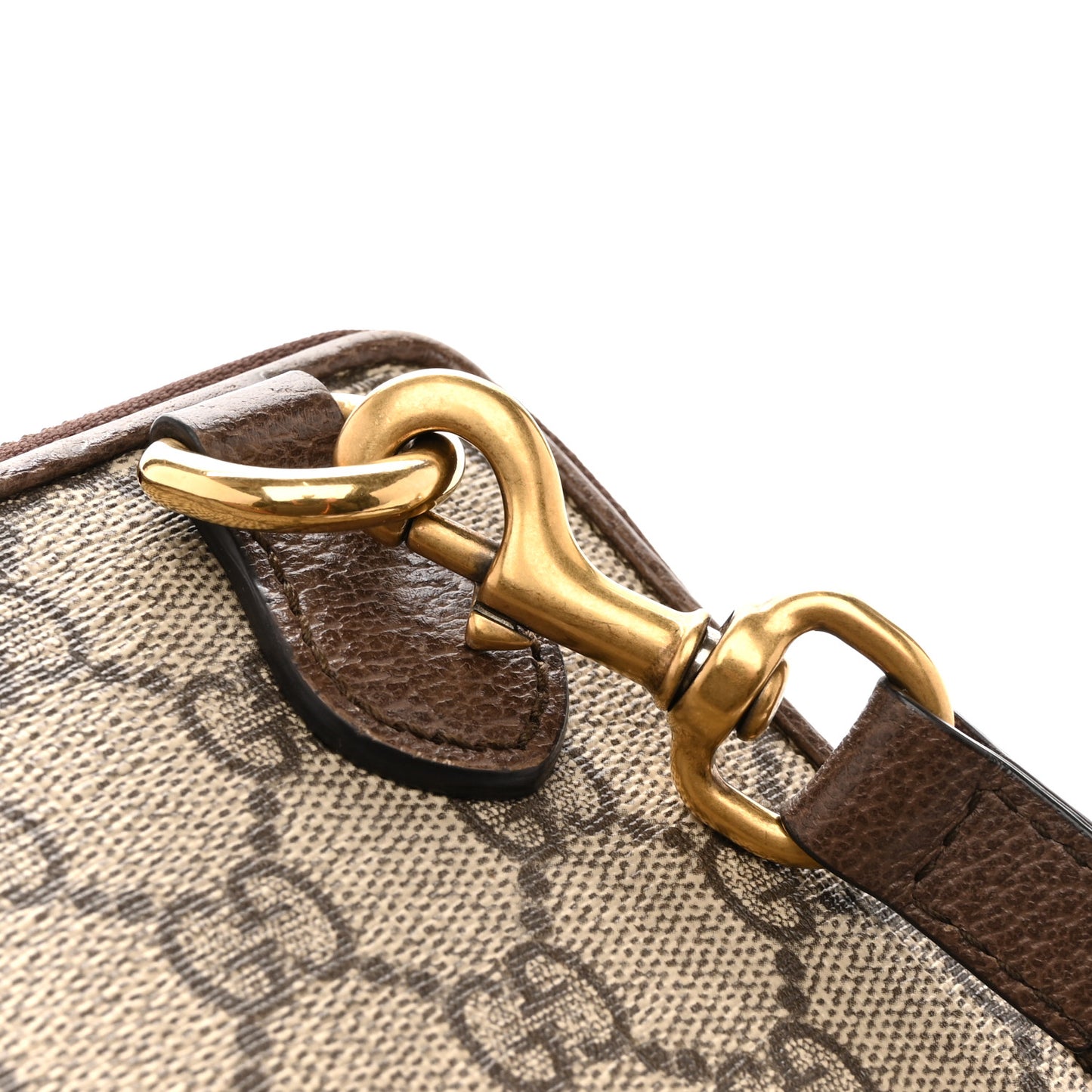GG Supreme Monogram Web Ophidia Double Zip Shoulder Bag Beige New Acero