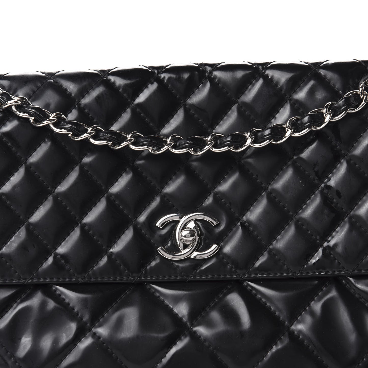 Vinyl Quilted In the Business Flap Bag Black