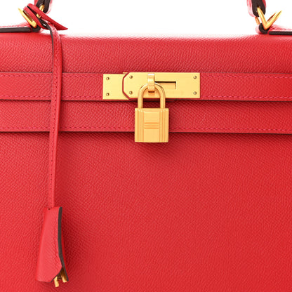 Hermes Epsom Horseshoe Kelly Sellier 28 Rouge Casaque Abricot 8 of 15