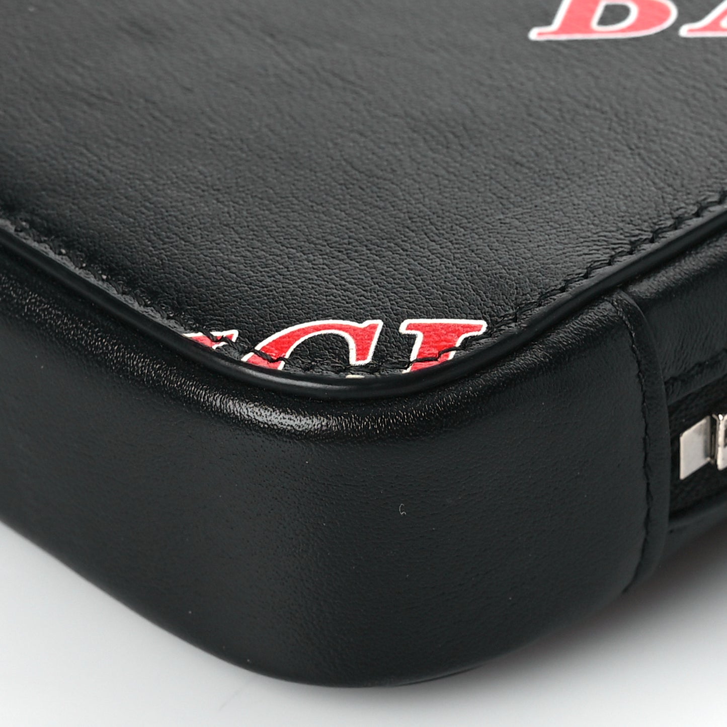 Calfskin Logo Print Cash Phone Holder Bag Black Red