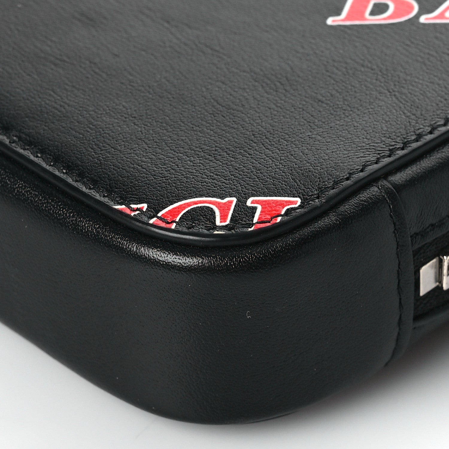 Balenciaga Calfskin Logo Print Cash Phone Holder Bag Black Red 9 of 9