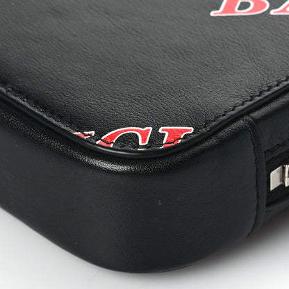 Balenciaga Calfskin Logo Print Cash Phone Holder Bag Black Red 9 of 9