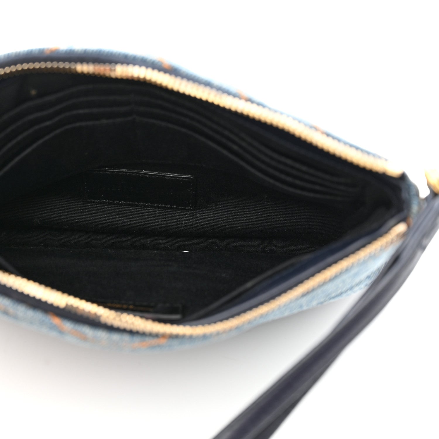 Saint Laurent Denim Matelasse Chevron Monogram A5 Wristlet Blue 7 of 9