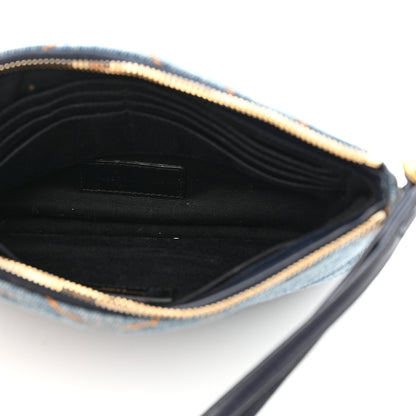 Saint Laurent Denim Matelasse Chevron Monogram A5 Wristlet Blue 7 of 9