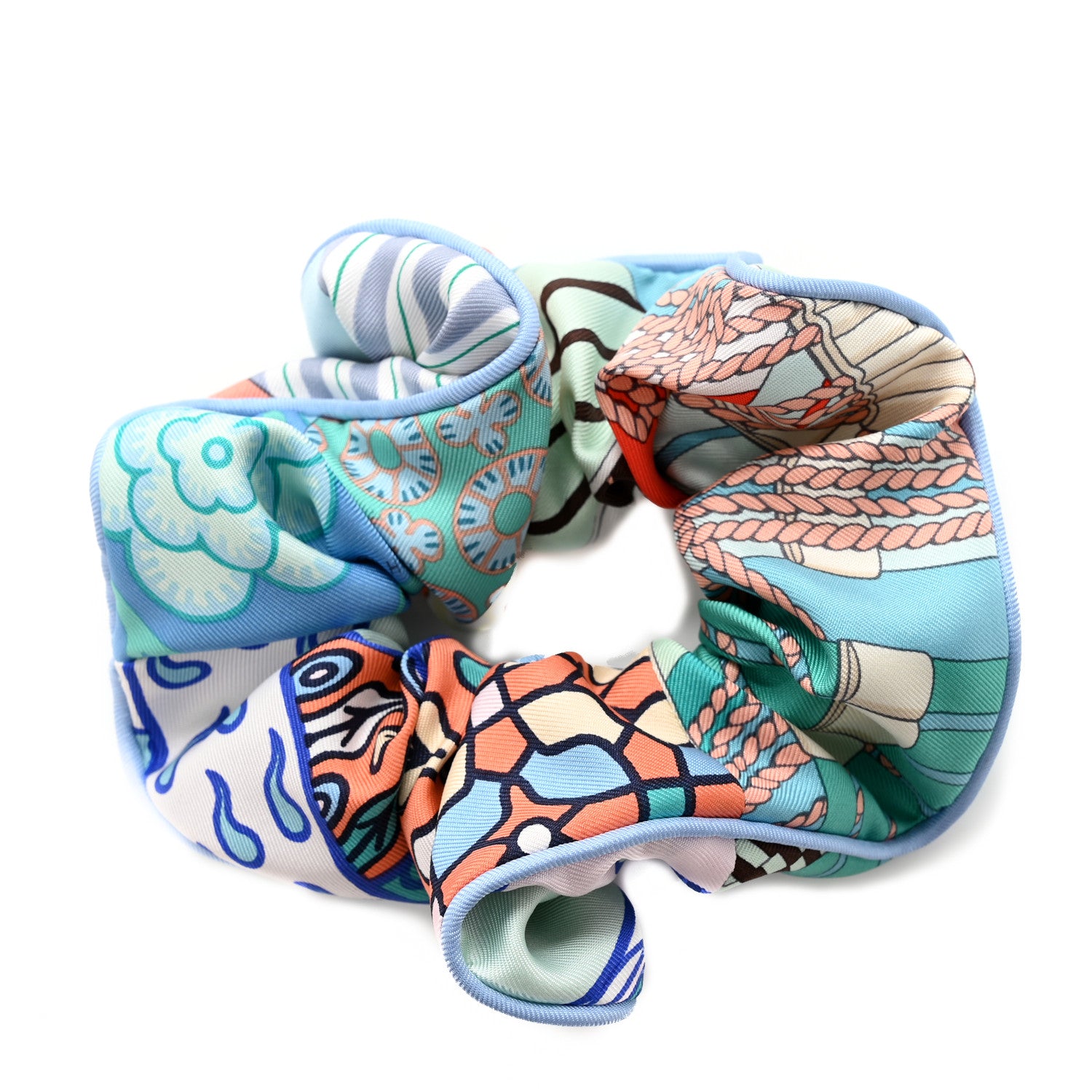 Hermes Silk Patchwork Claudia Scrunchie Multicolore 1 of 4