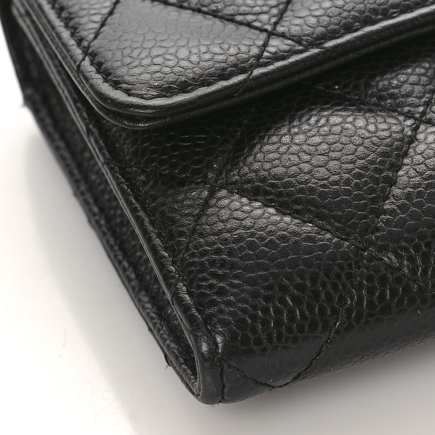 Caviar Quilted Large Gusset Flap Wallet Black