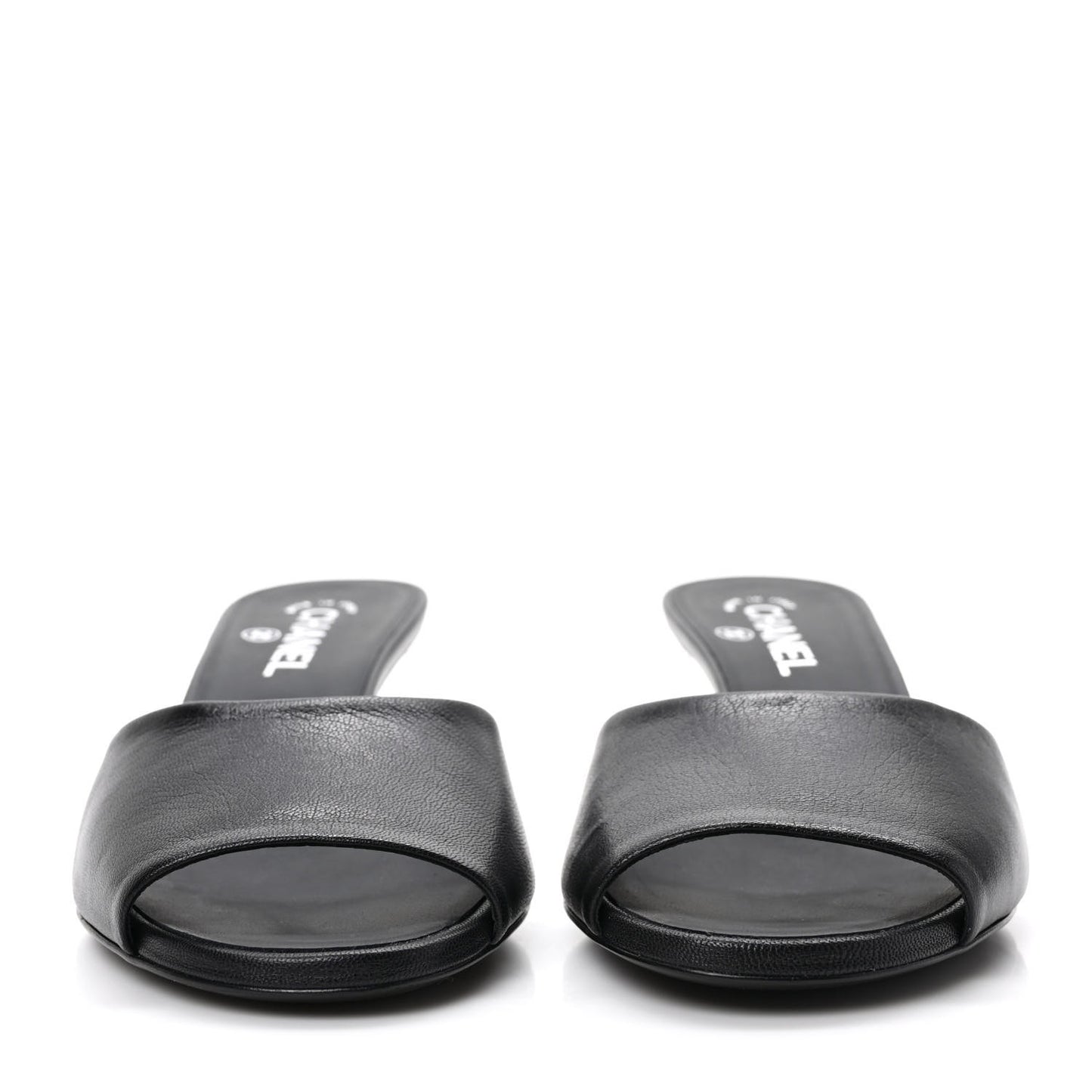 Goatskin Pearl Peep Toe Mules 40 Black