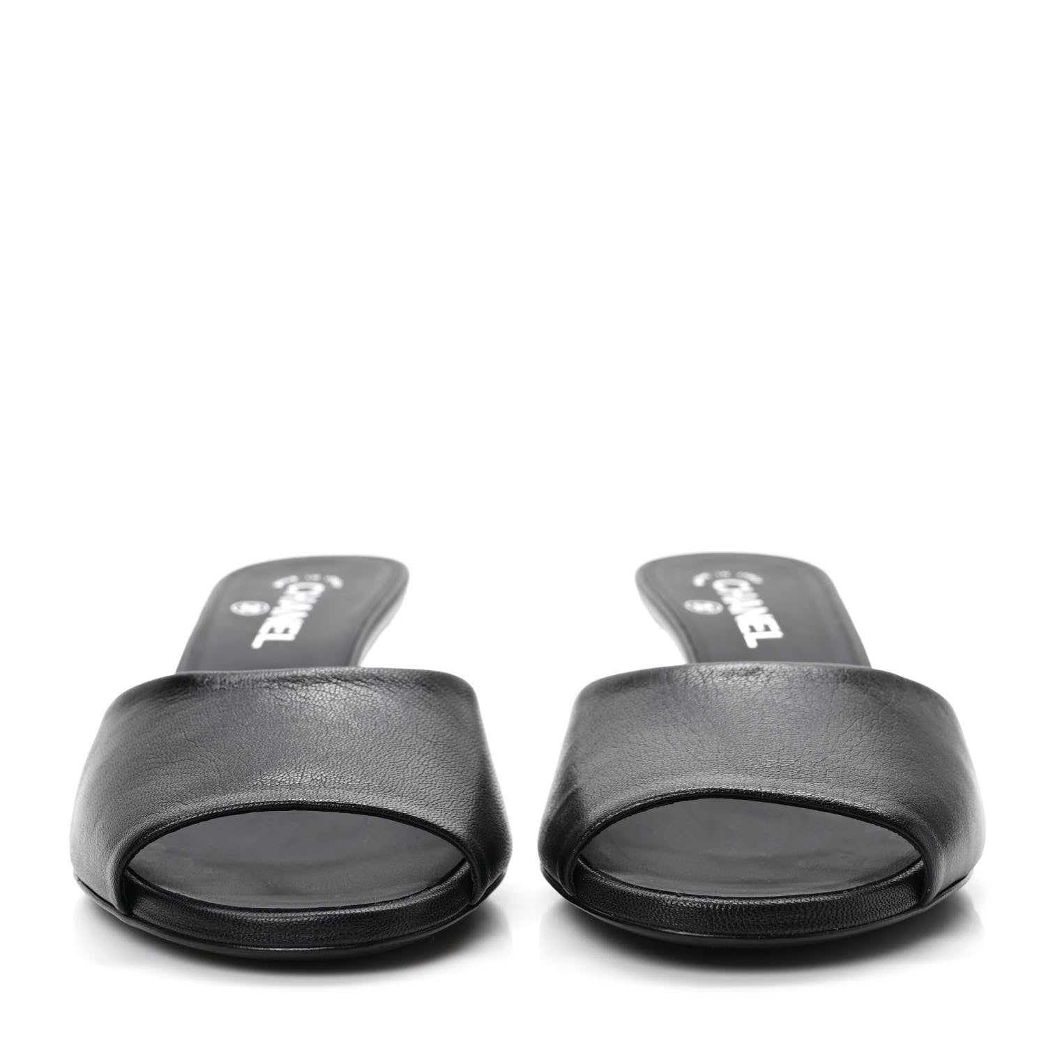 Chanel Goatskin Pearl Peep Toe Mules 40 Black 2 of 9