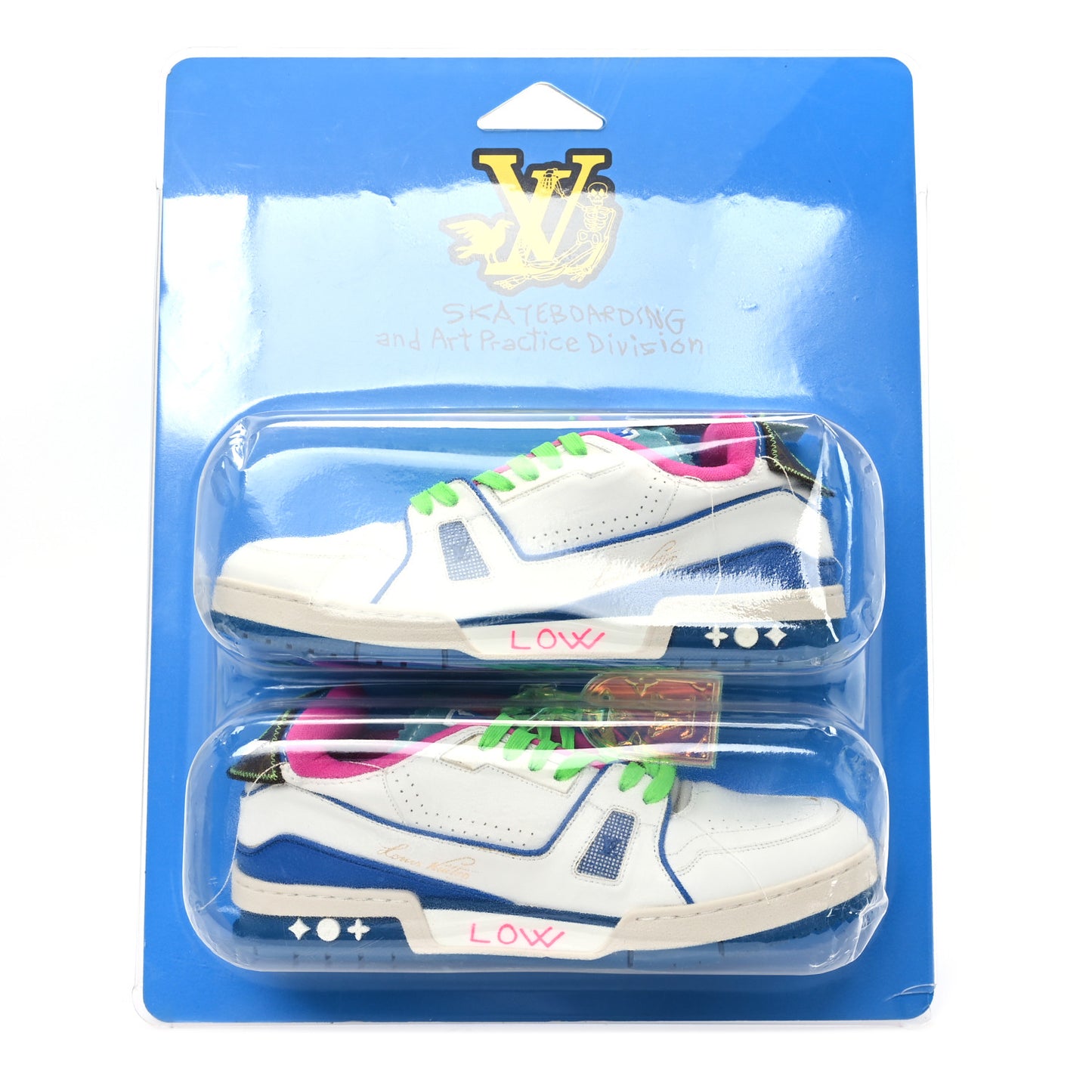 Calfskin Monogram Walk In The Park Mens LV Trainer Sneakers 9 Blue Multicolor