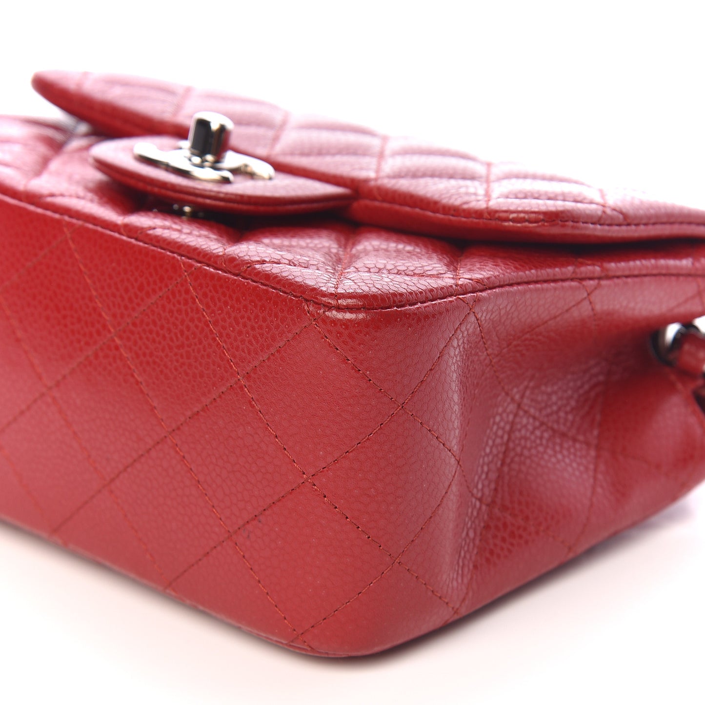 Caviar Quilted Mini Square Flap Red