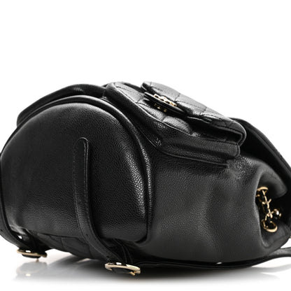 Chanel Shiny Caviar Quilted Medium Duma Pockets Drawstring Backpack Black 10 of 10