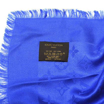 Louis Vuitton Wool Silk Monogram Shawl Blue 3 of 3