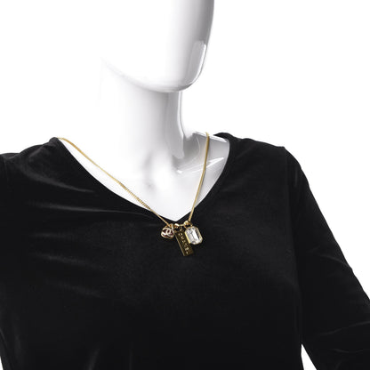 Chanel Metal Crystal Charm Necklace Purple Gold 2 of 7