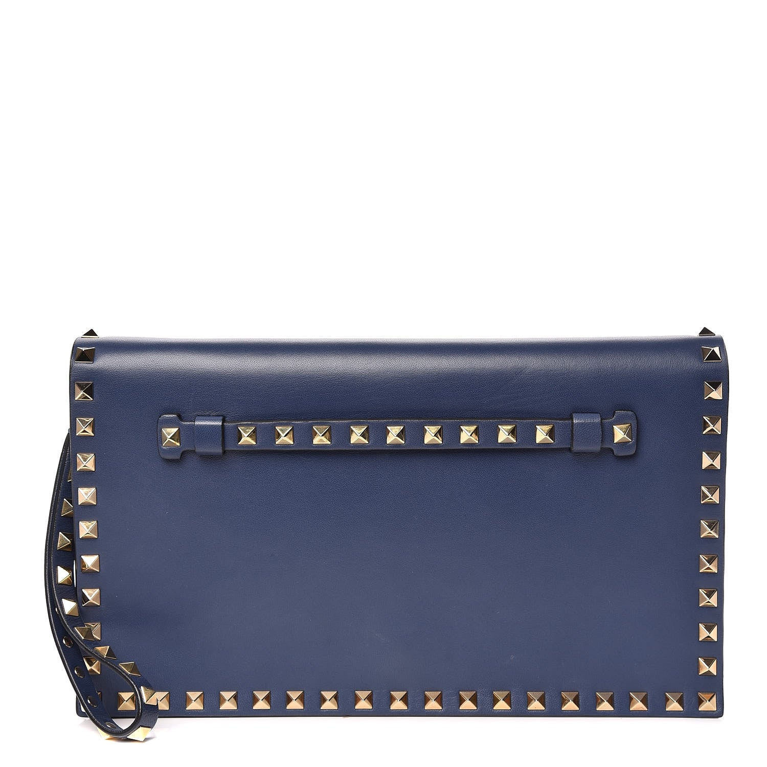 Valentino Garavani Nappa Rockstud Wristlet Clutch Indigo 1 of 9