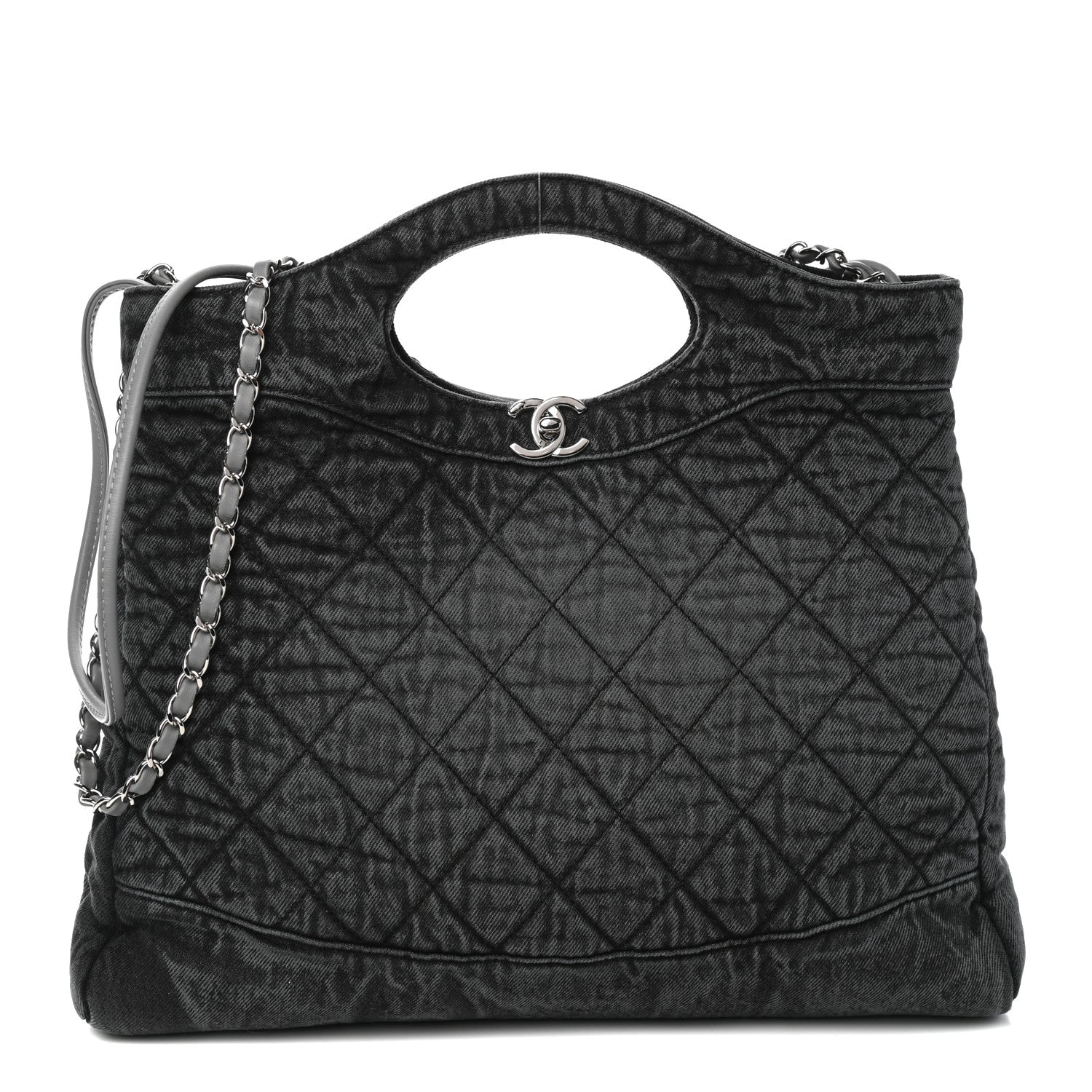 Chanel Denim Quilted 31 Denimpression Shopping Bag Grey Black 1 of 10