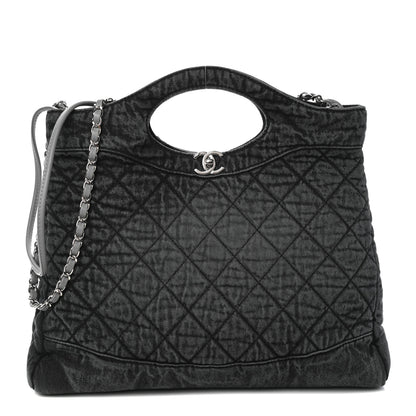 Chanel Denim Quilted 31 Denimpression Shopping Bag Grey Black 1 of 10