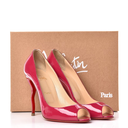 Christian Louboutin Patent Jolly B 100 Peep Toe Pumps 40 Fuchsia 12 of 12