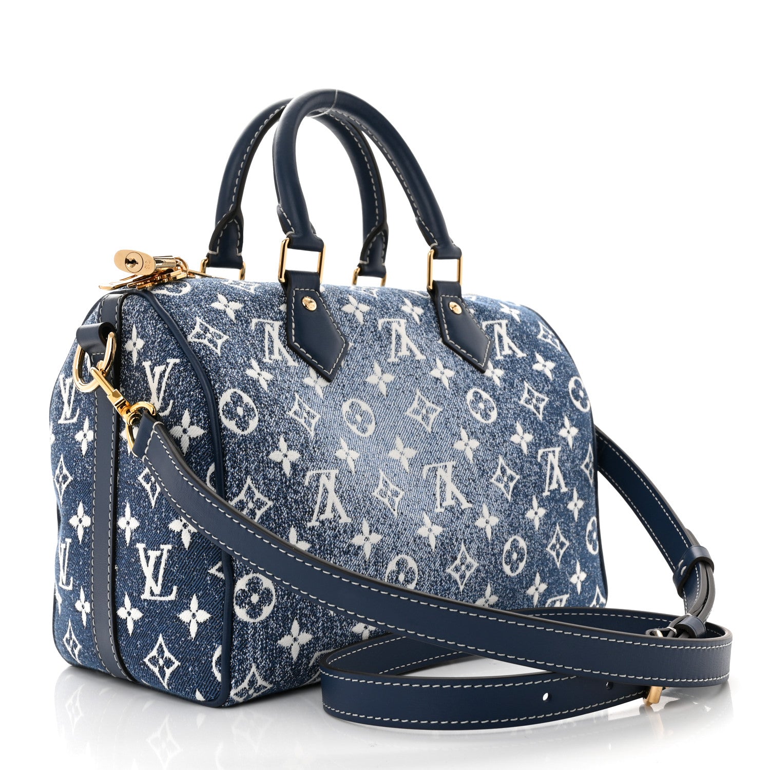 Louis Vuitton Monogram Jacquard Denim Speedy Bandouliere 25 Bleu 3 of 9