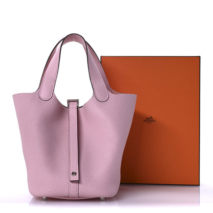 Hermes Taurillon Clemence Picotin Lock 18 PM Rose Sakura 11 of 11