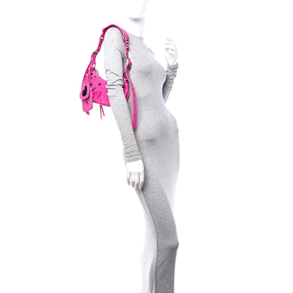 Balenciaga Extra Supple Calfskin Crocodile Embossed XS Le Cagole Shoulder Bag Violet Fuxia 2 of 10