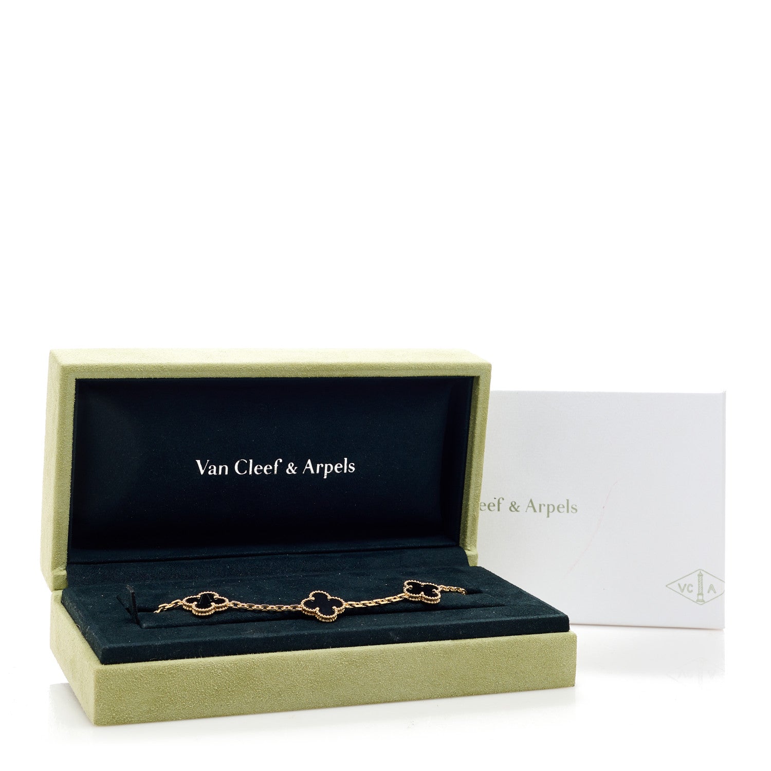 Van Cleef & Arpels 18K Yellow Gold Black Onyx 5 Motifs Vintage Alhambra Bracelet 6 of 6
