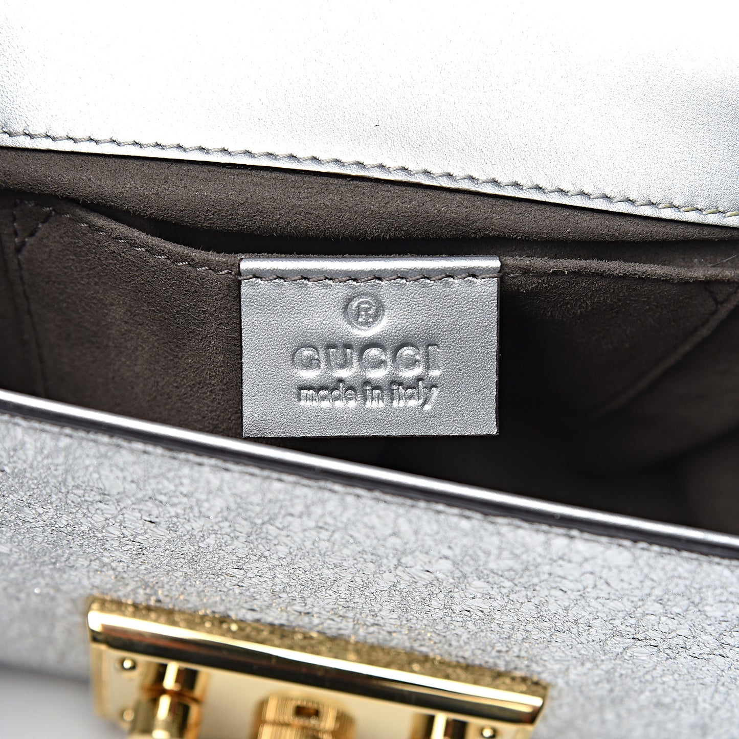 Galassia Small Padlock Shoulder Bag Argento