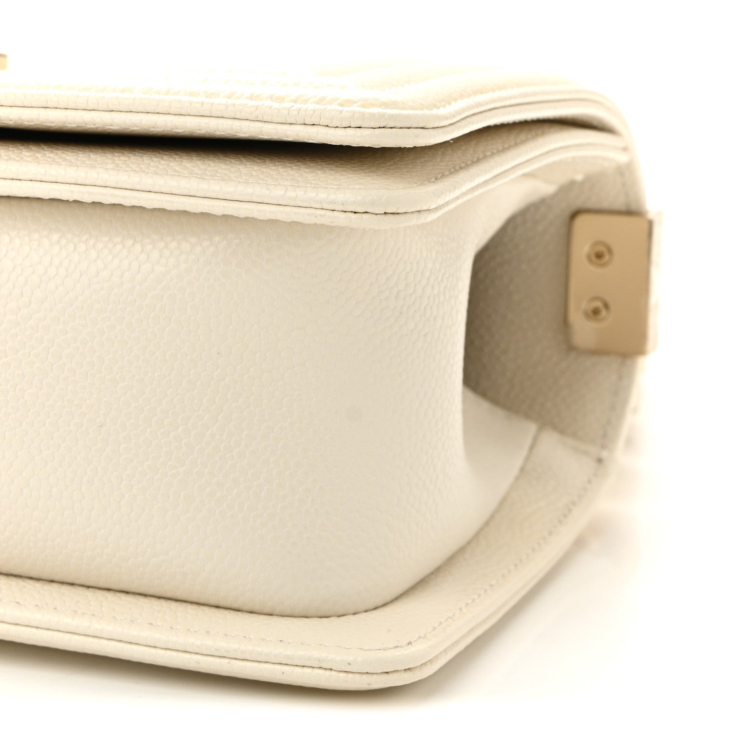 Chanel Caviar Chevron Quilted Small Boy Flap White 10 of 11