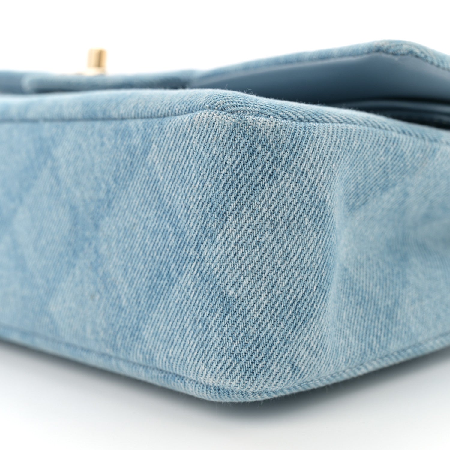 Chanel Printed Denim Quilted Medium Double Flap Light Blue 10 of 11