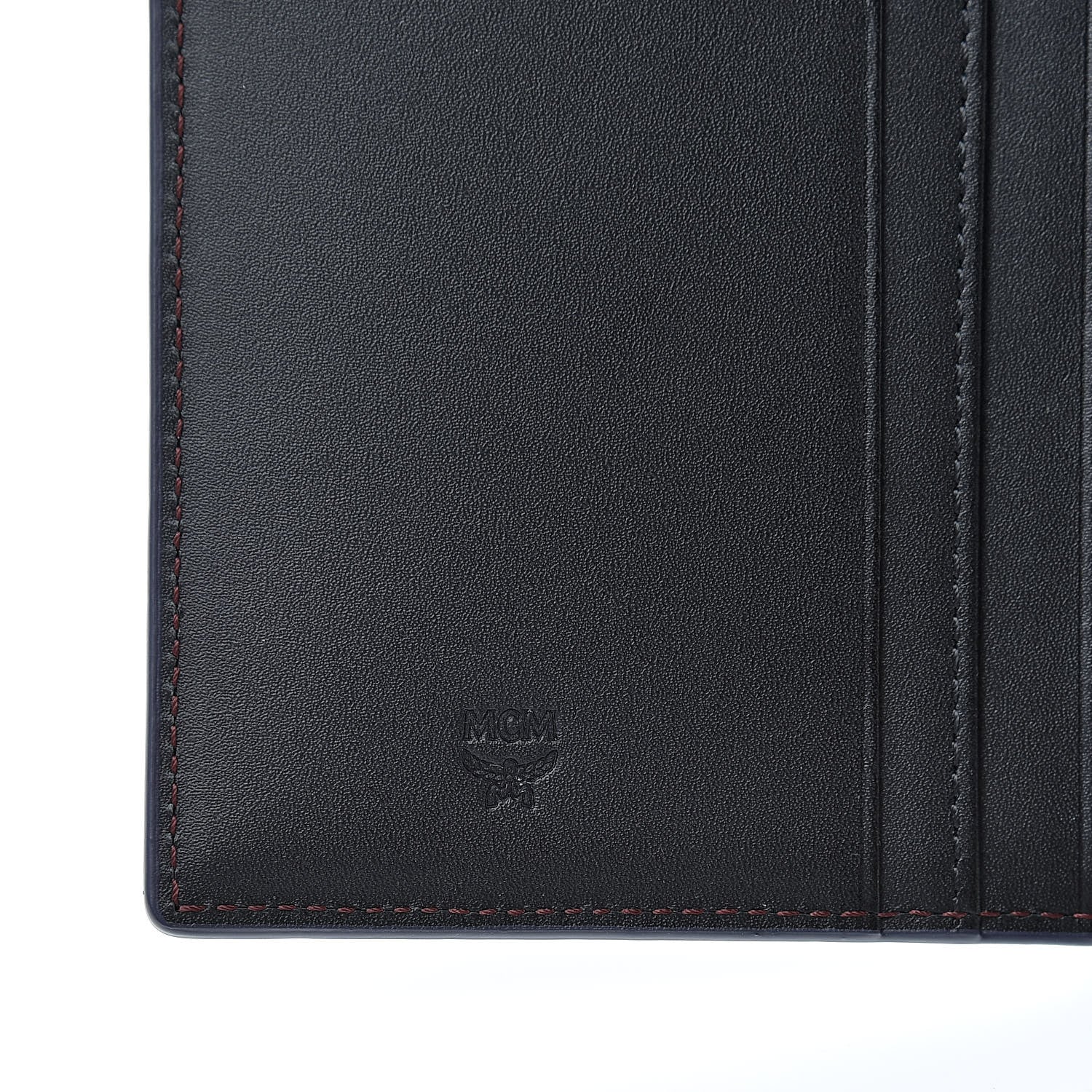 MCM Calfskin Bifold Long Wallet Pistol Blue 6 of 8