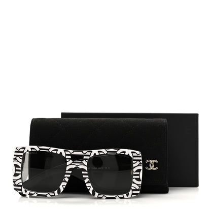 Chanel Acetate CC Logo Square Sunglasses 71628 Black White 8 of 8