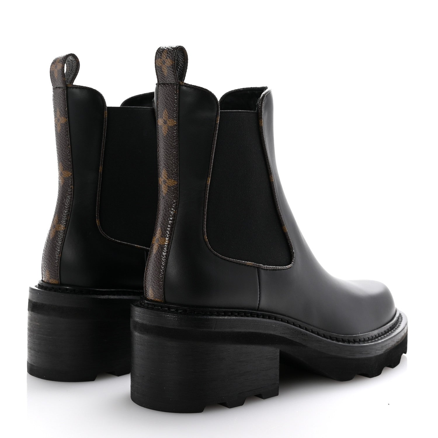Louis Vuitton Calfskin Monogram Beaubourg Ankle Boots 38.5 Black 5 of 11