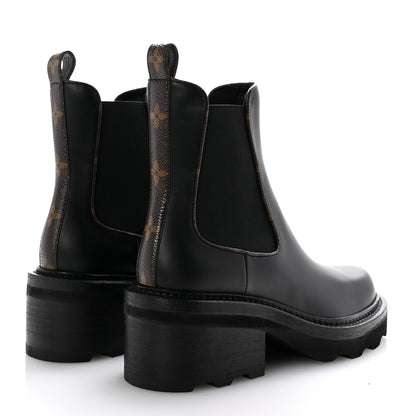 Louis Vuitton Calfskin Monogram Beaubourg Ankle Boots 38.5 Black 5 of 11