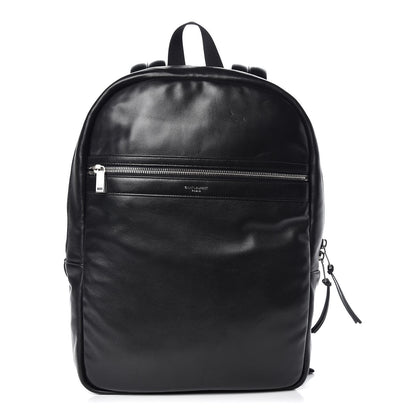 Saint Laurent Lambskin Canvas City Laptop Backpack Black 1 of 7