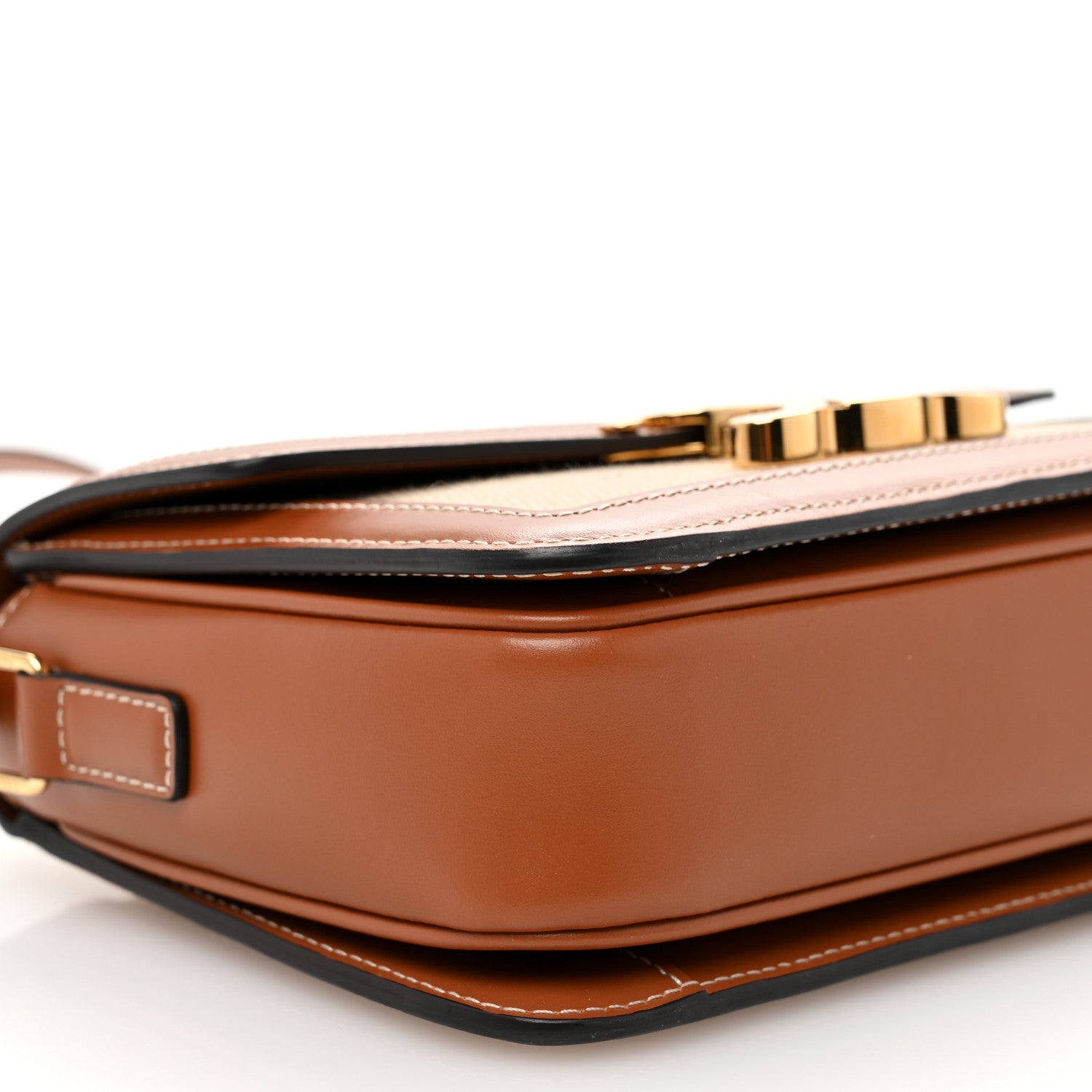 Celine Textile Natural Calfskin Teen Triomphe White Tan 9 of 10